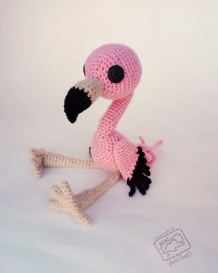 Схема Малыш-фламинго амигуруми крючком