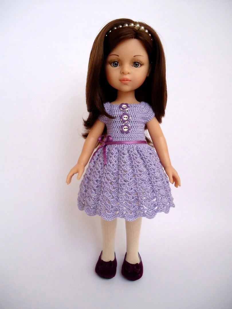 Ажурное платье спицами для куклы Паола Рейна, мастер-класс. Платье для куклы своими руками